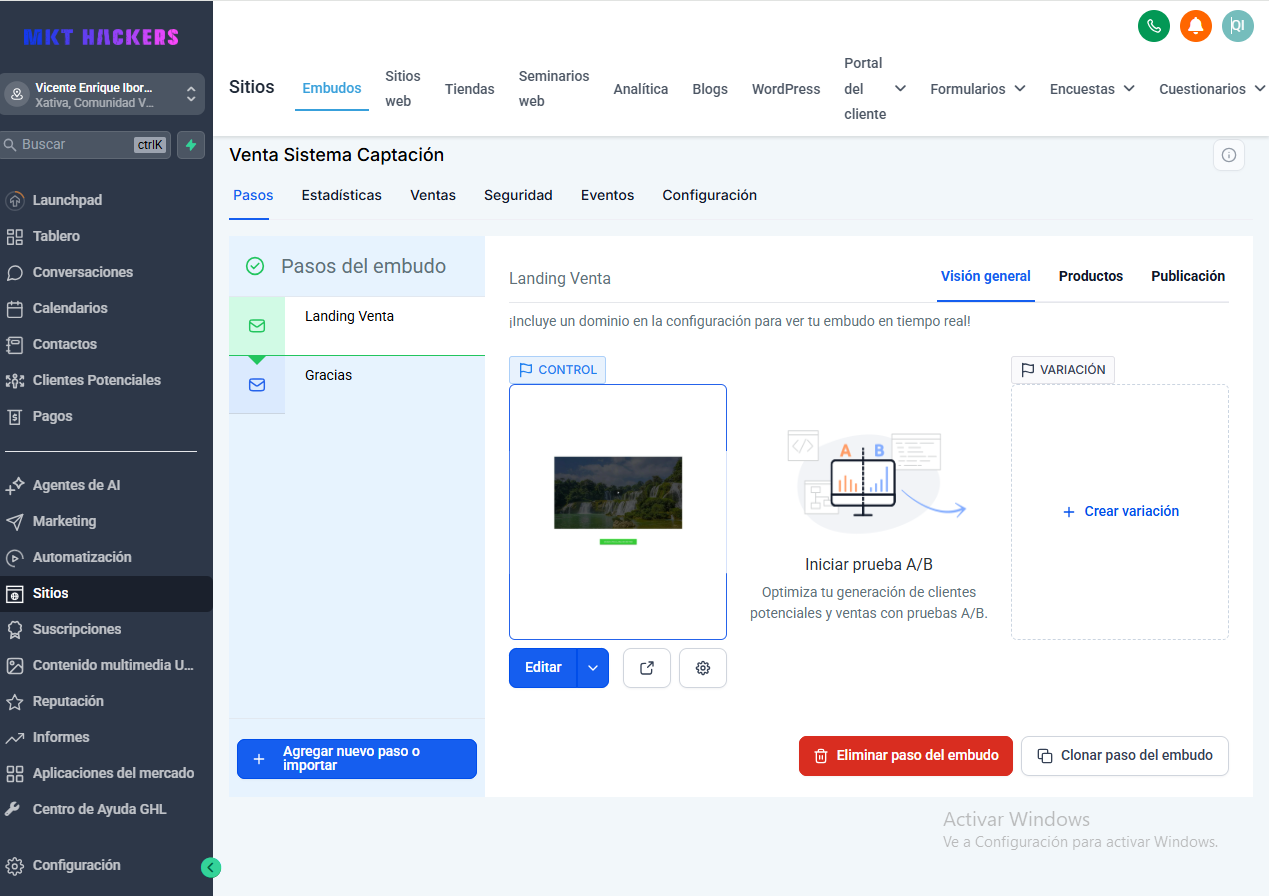Demo de CRM y embudo de ventas en GoHighLevel