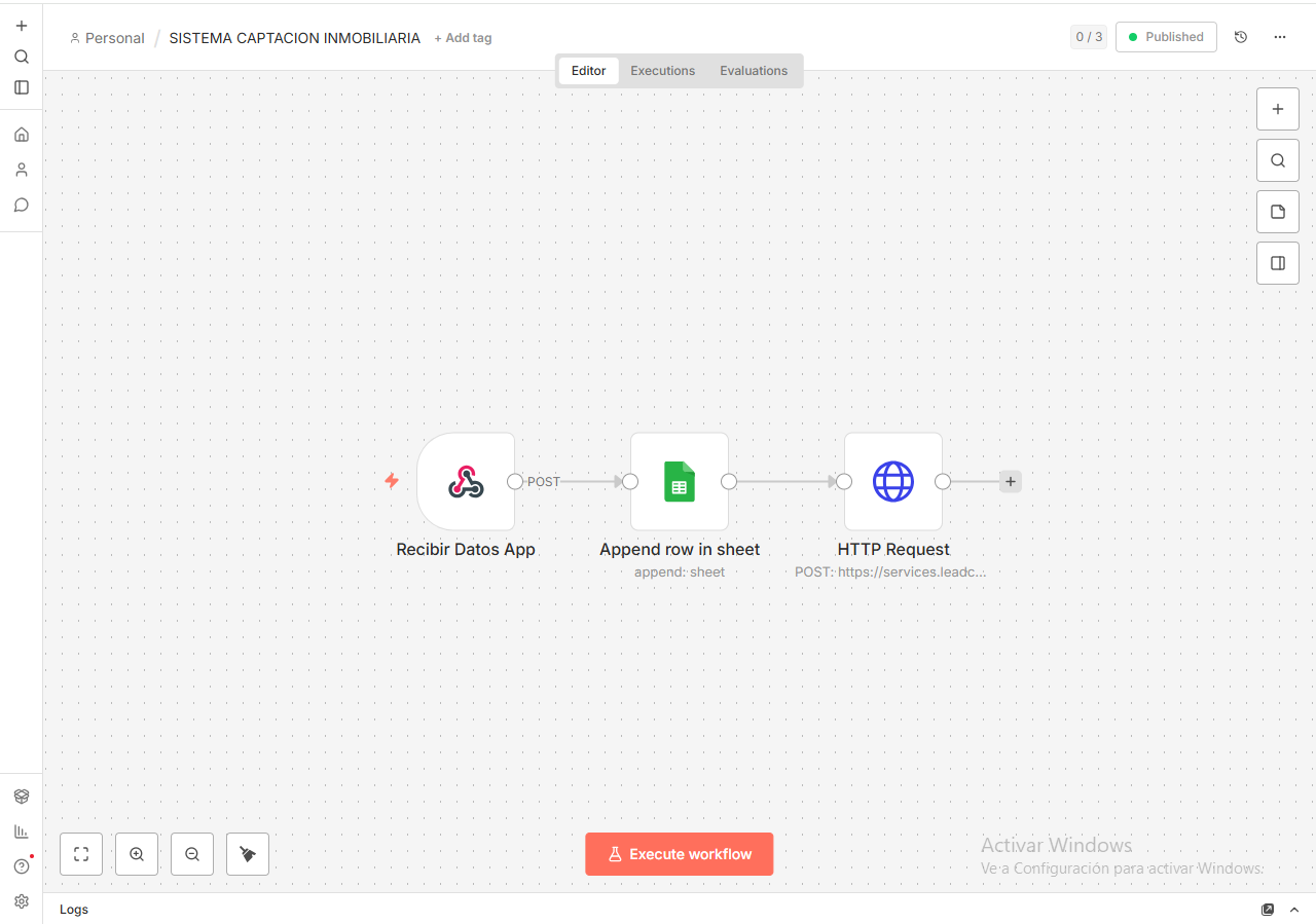 Demo de flujo de automatización en n8n